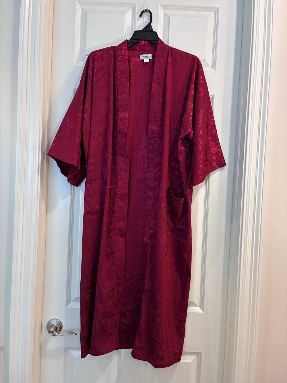 Unbranded Women's Burgundy Satin Kimono Robe‎